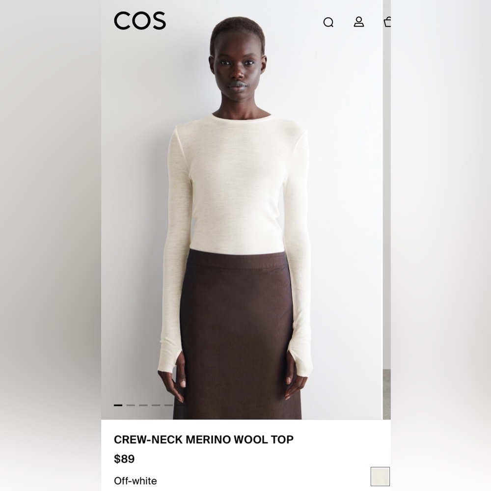 NWT COS Cream Merino Wool Crew-Neck Top